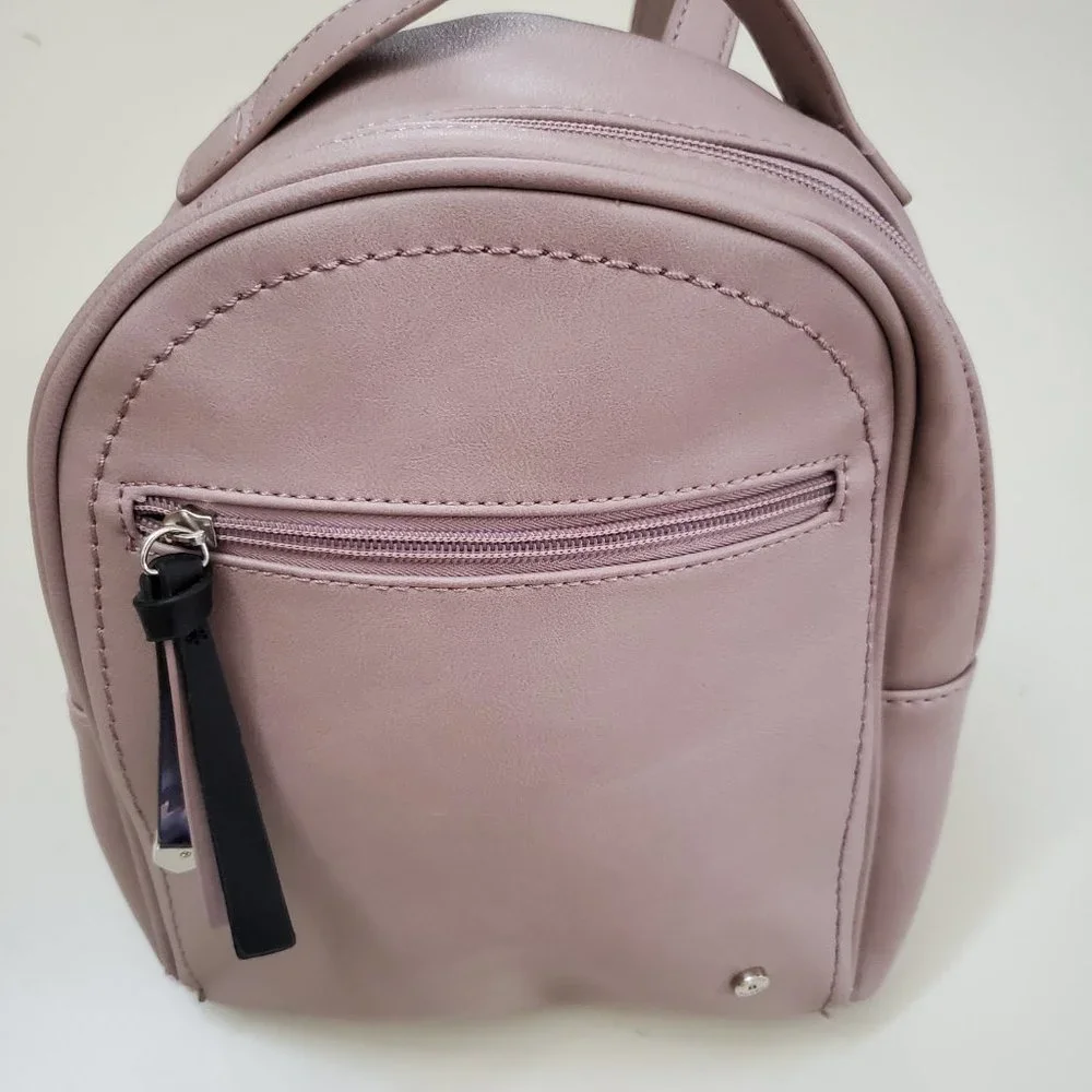 Faux leather solid color mini backpack